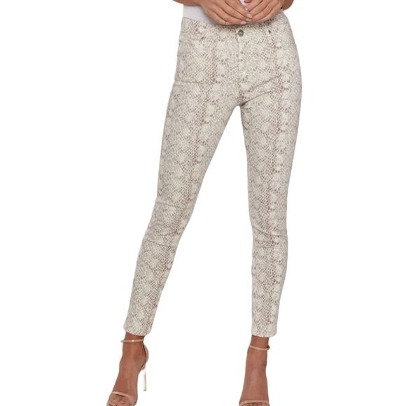 AG Jeans Ivory Python Farrah Skinny Jeans - Picture 1 of 9